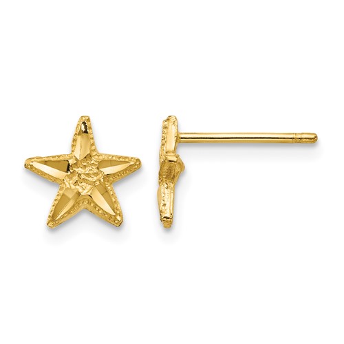 14K Yellow Gold Diamond-cut Starfish Earrings