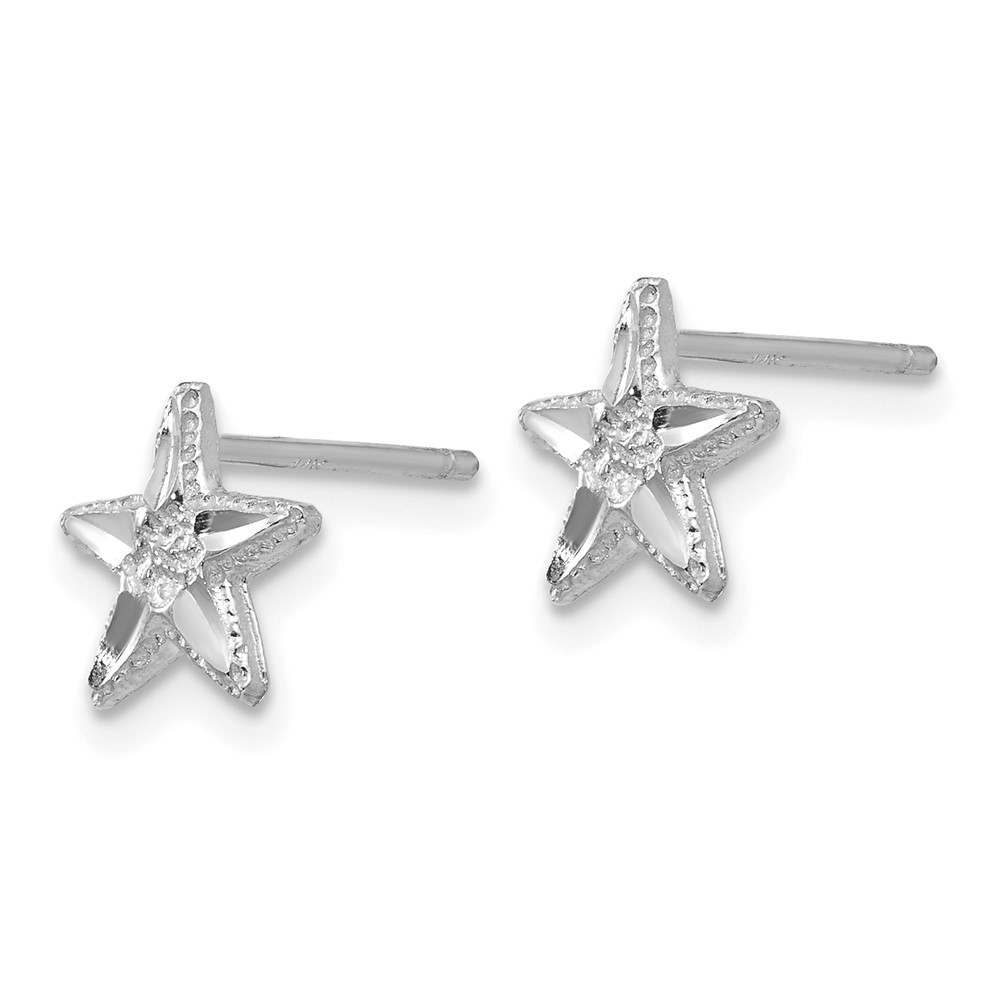 14k White Gold Diamond-cut Starfish Earrings (TC749W)