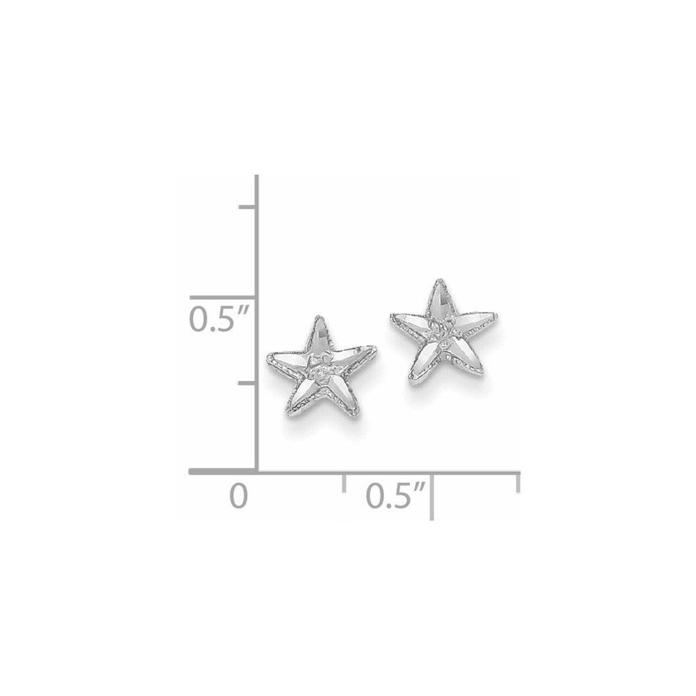 14k White Gold Diamond-cut Starfish Earrings (TC749W)
