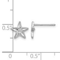 14K White Gold Diamond-cut Starfish Earrings view 4