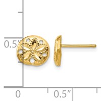 14K Yellow Gold Diamond-cut Sand Dollar Earrings view 4