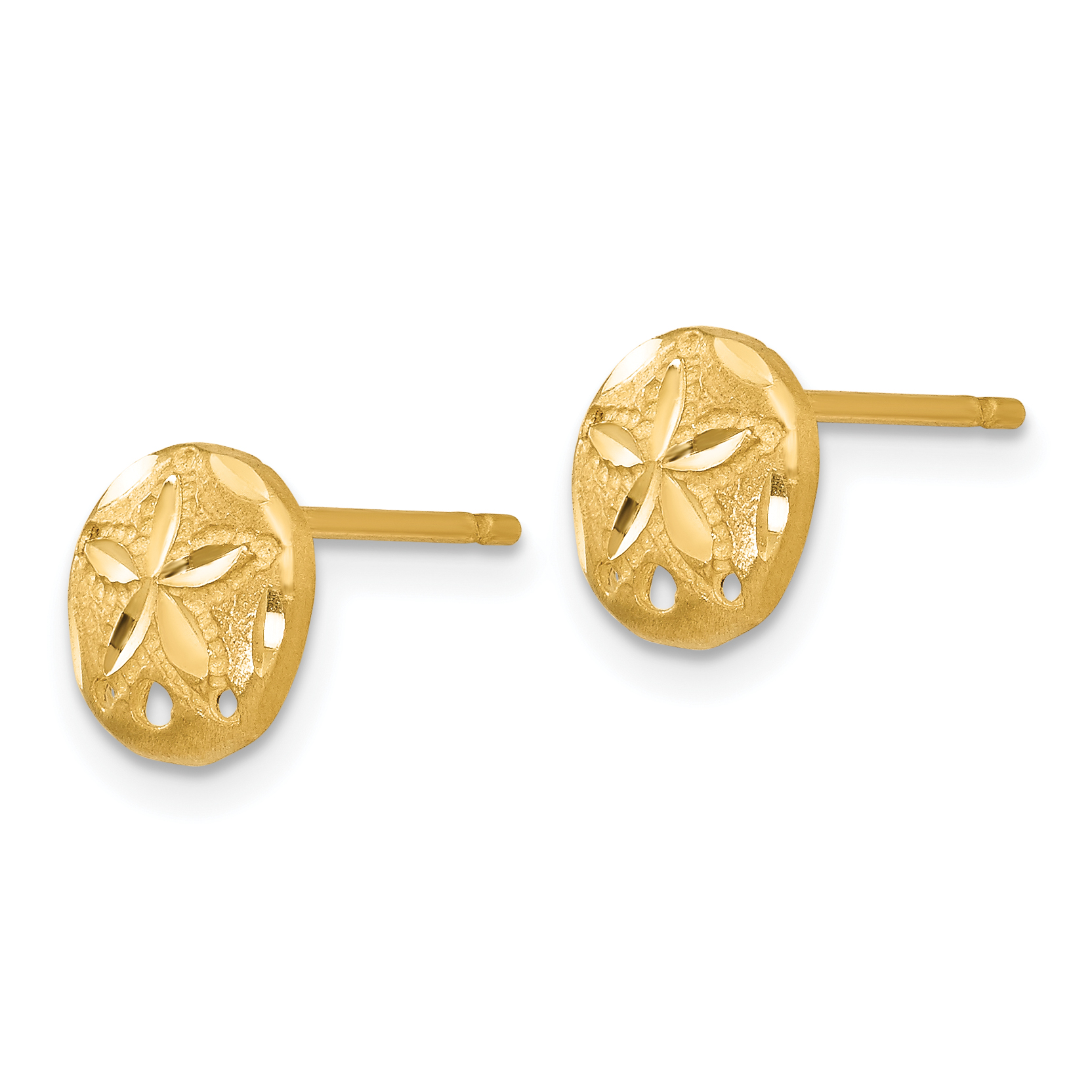 14K Diamond-cut Sand Dollar Earrings TC767 detailed image 2