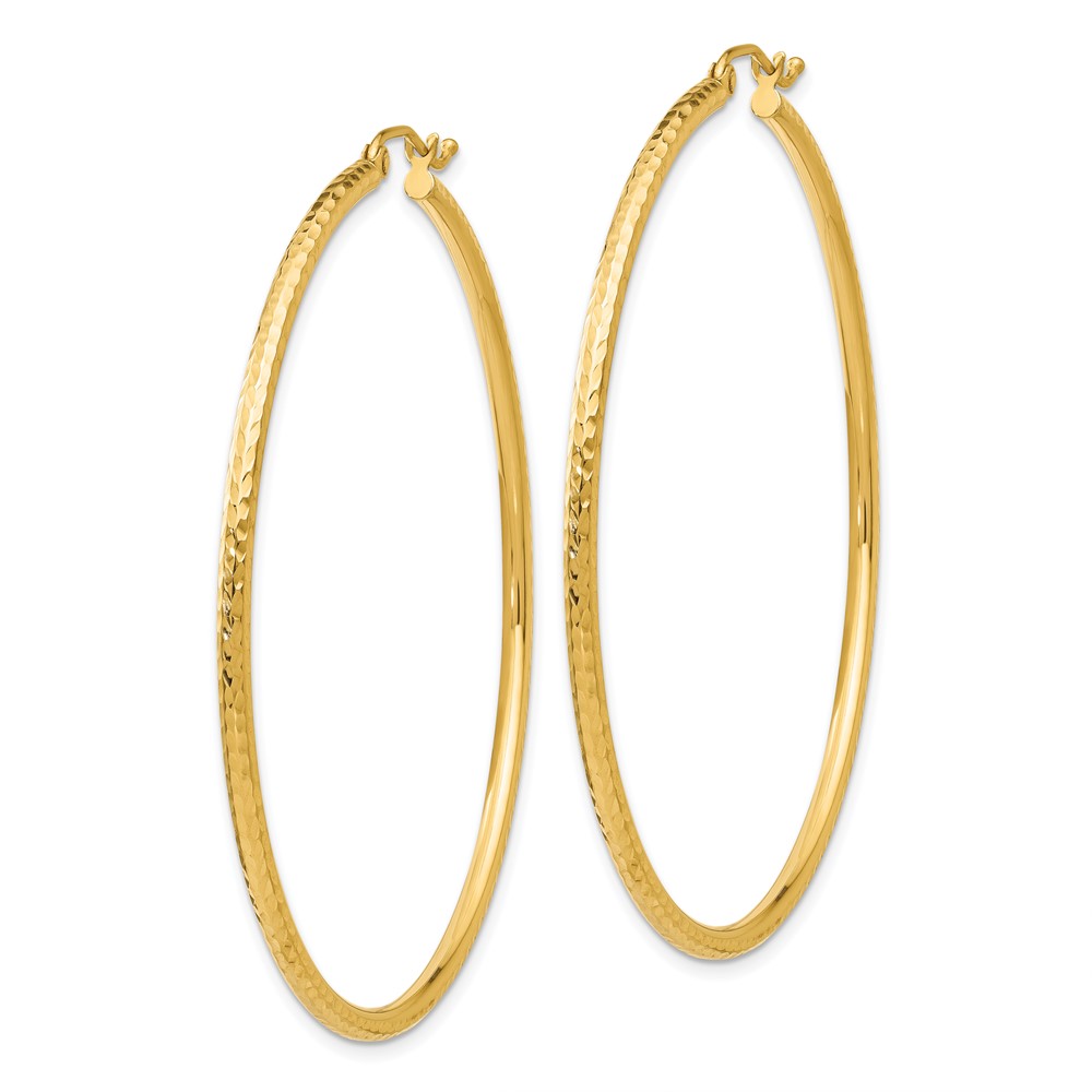 14k Diamond-cut 2mm Round Tube Hoop Earrings (TC768)