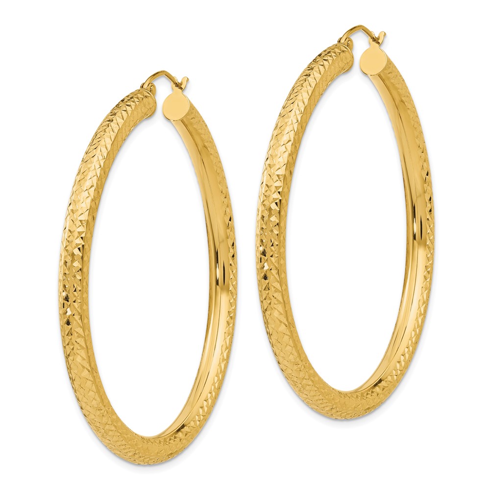 14k Diamond-cut 4mm Round Hoop Earrings (TC771)