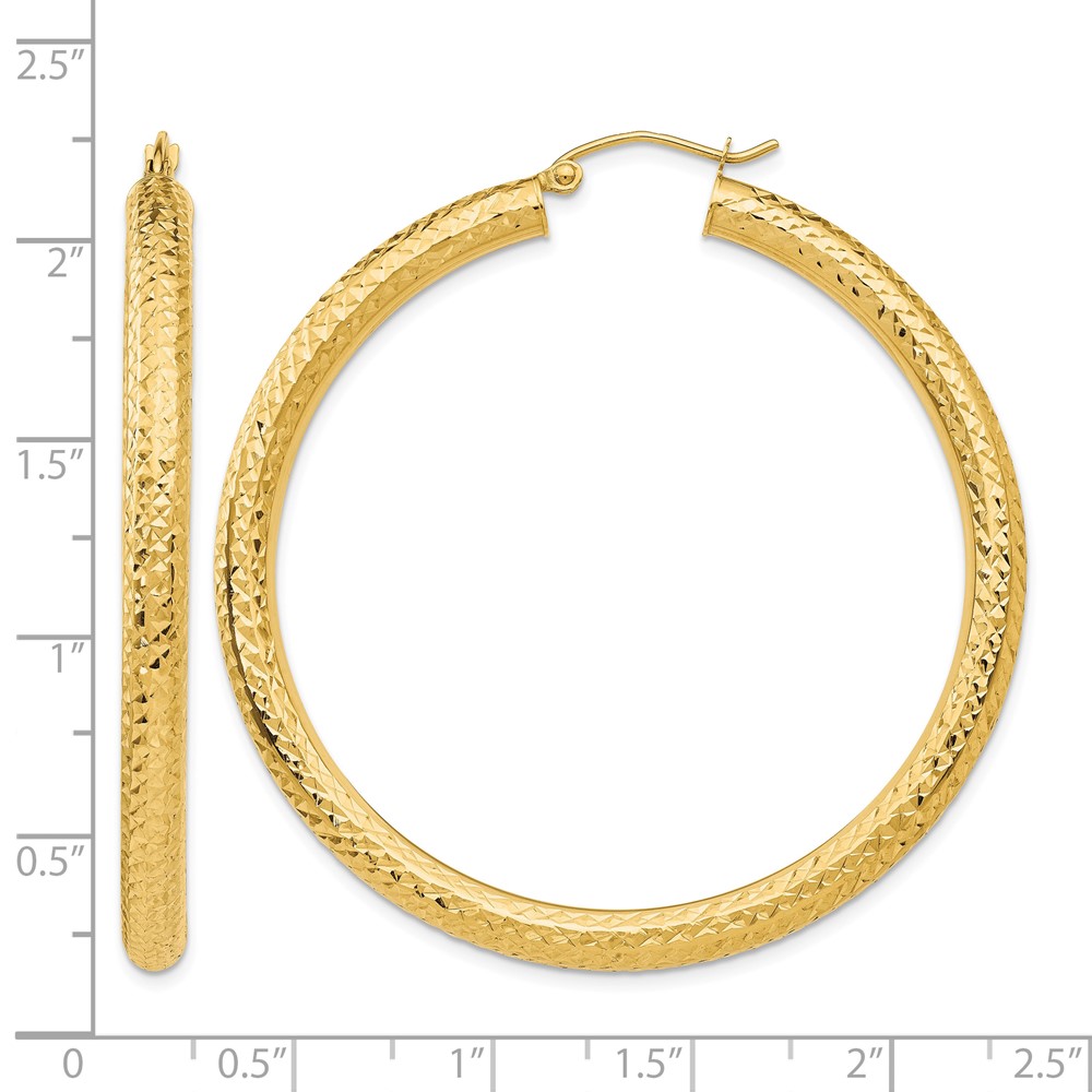 14k Diamond-cut 4mm Round Hoop Earrings (TC771)