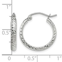 14K White Gold 2.8x 18mm Diamond-cut Tube Hoop Earrings view 4
