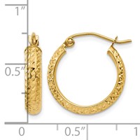 14K 3.5x17mm Diamond-cut Tube Hoop Earrings view 4