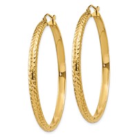 14K 3.5x46mm Diamond-cut Tube Hoop Earrings view 2