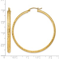 14K 3.5x46mm Diamond-cut Tube Hoop Earrings view 4