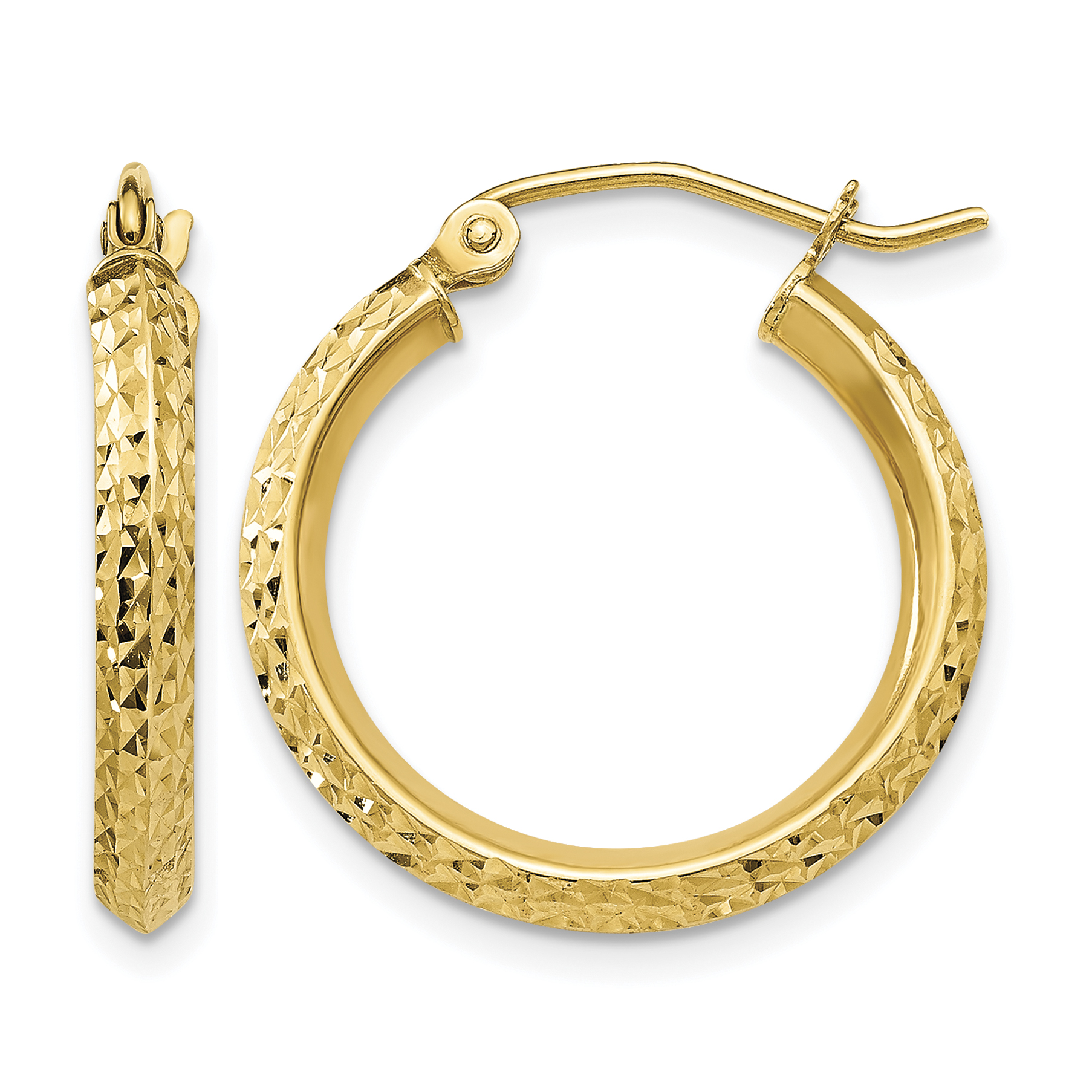 14K Knife Edge Diamond-cut 2.5x20mm Hollow Hoop Earrings (TC818)