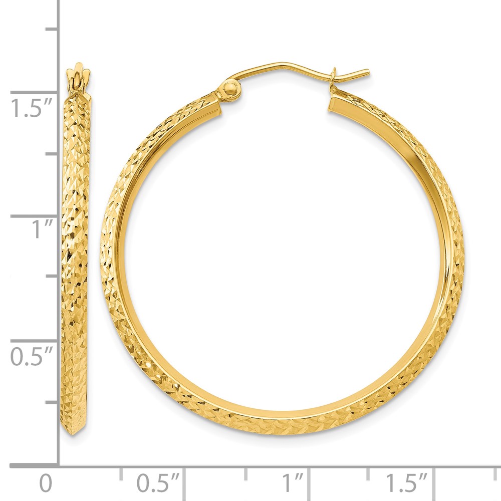 14K Knife Edge Diamond-cut Hollow Hoop Earrings (TC820)