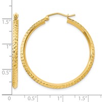14K Yellow Gold 2.5x 35mm Knife-Edge Diamond-cut Tube Hoop Earrings view 4