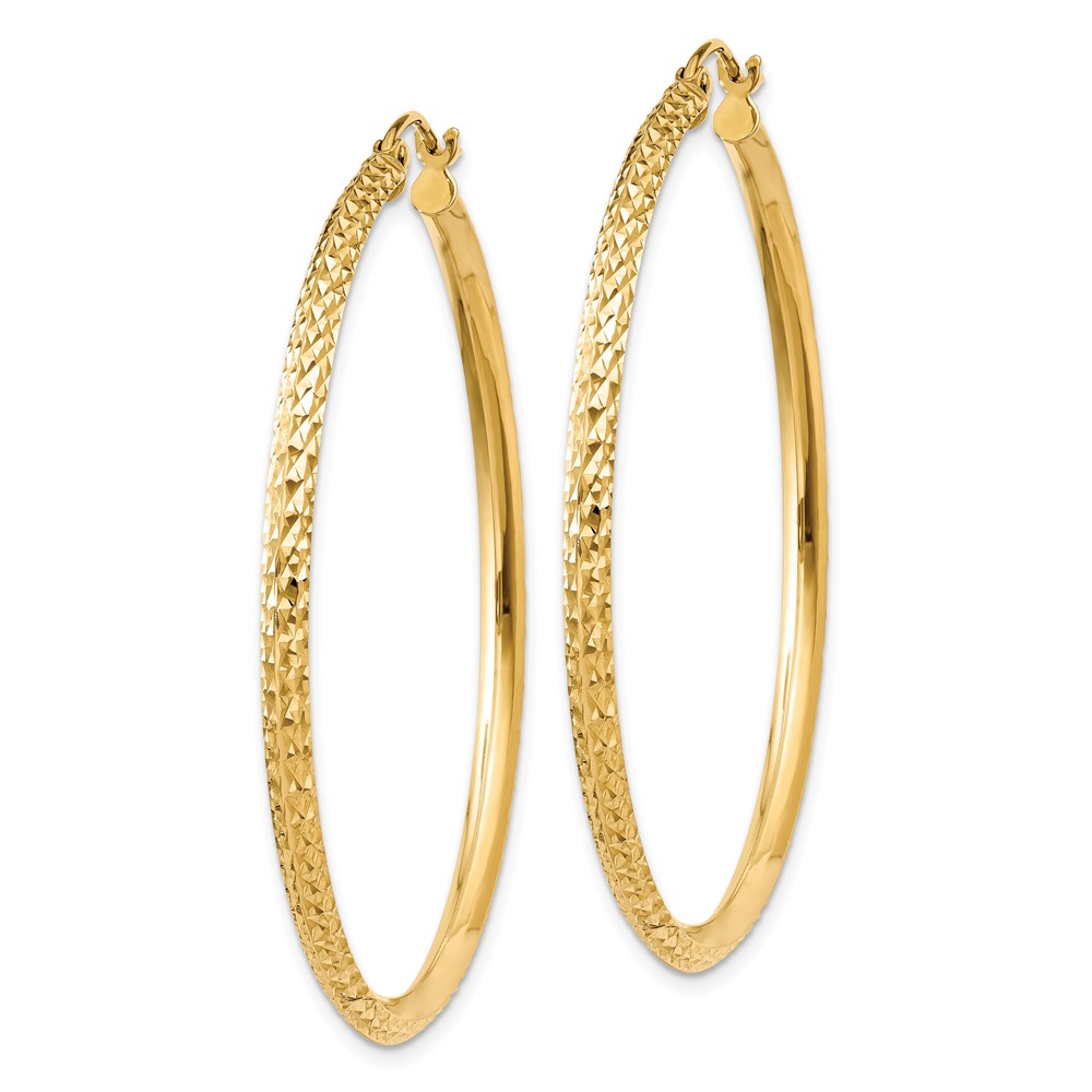 14K Knife Edge Diamond-cut Hollow Hoop Earrings (TC821)