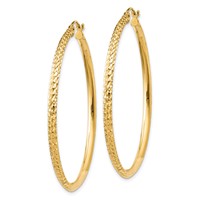 14K Yellow Gold 2.5x 45mm Knife-Edge Diamond-cut Tube Hoop Earrings view 2