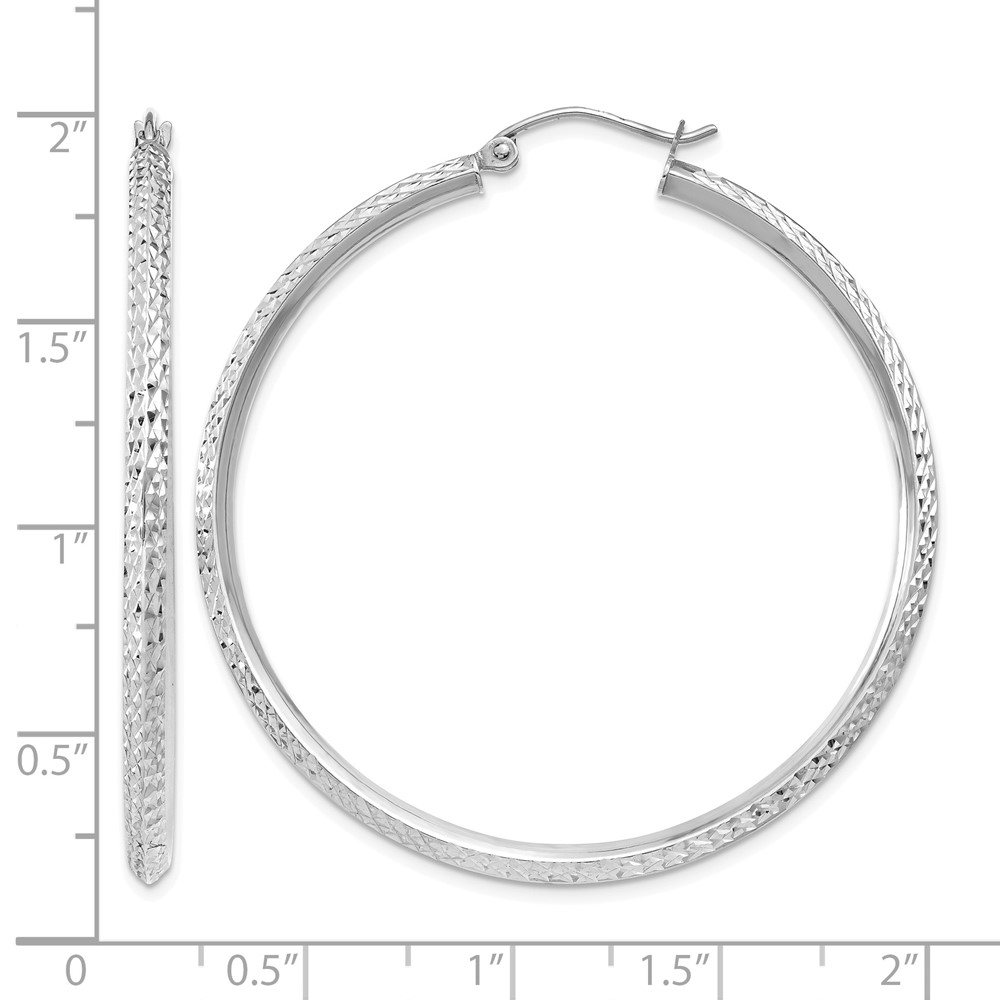 14K WG Knife Edge Diamond-cut Hollow Hoop Earrings (TC821W)