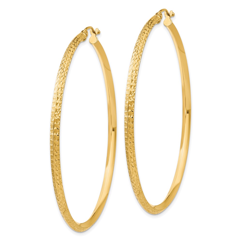 14K Knife Edge Diamond-cut Hollow Hoop Earrings (TC822)