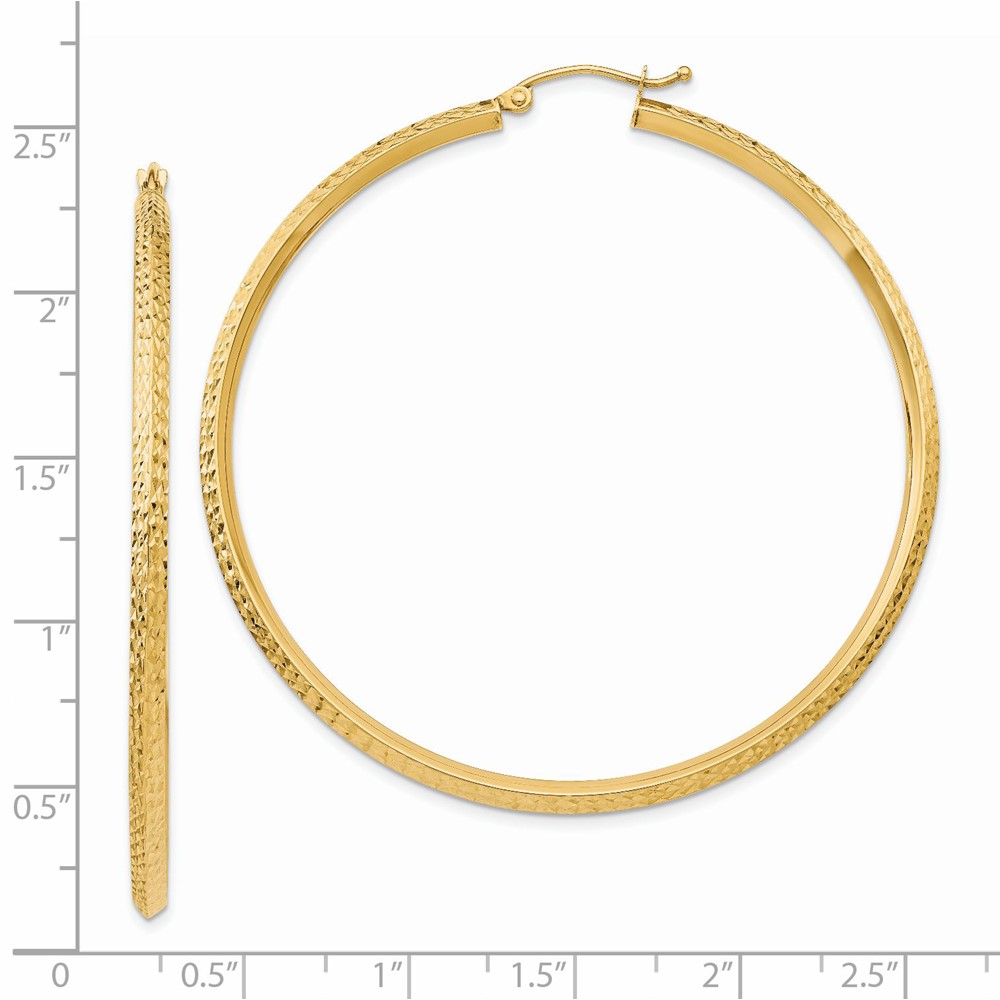 14K Knife Edge Diamond-cut Hollow Hoop Earrings (TC822)