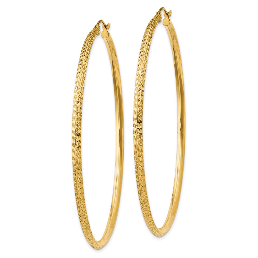 14K Knife Edge Diamond-cut Hollow Hoop Earrings (TC823)