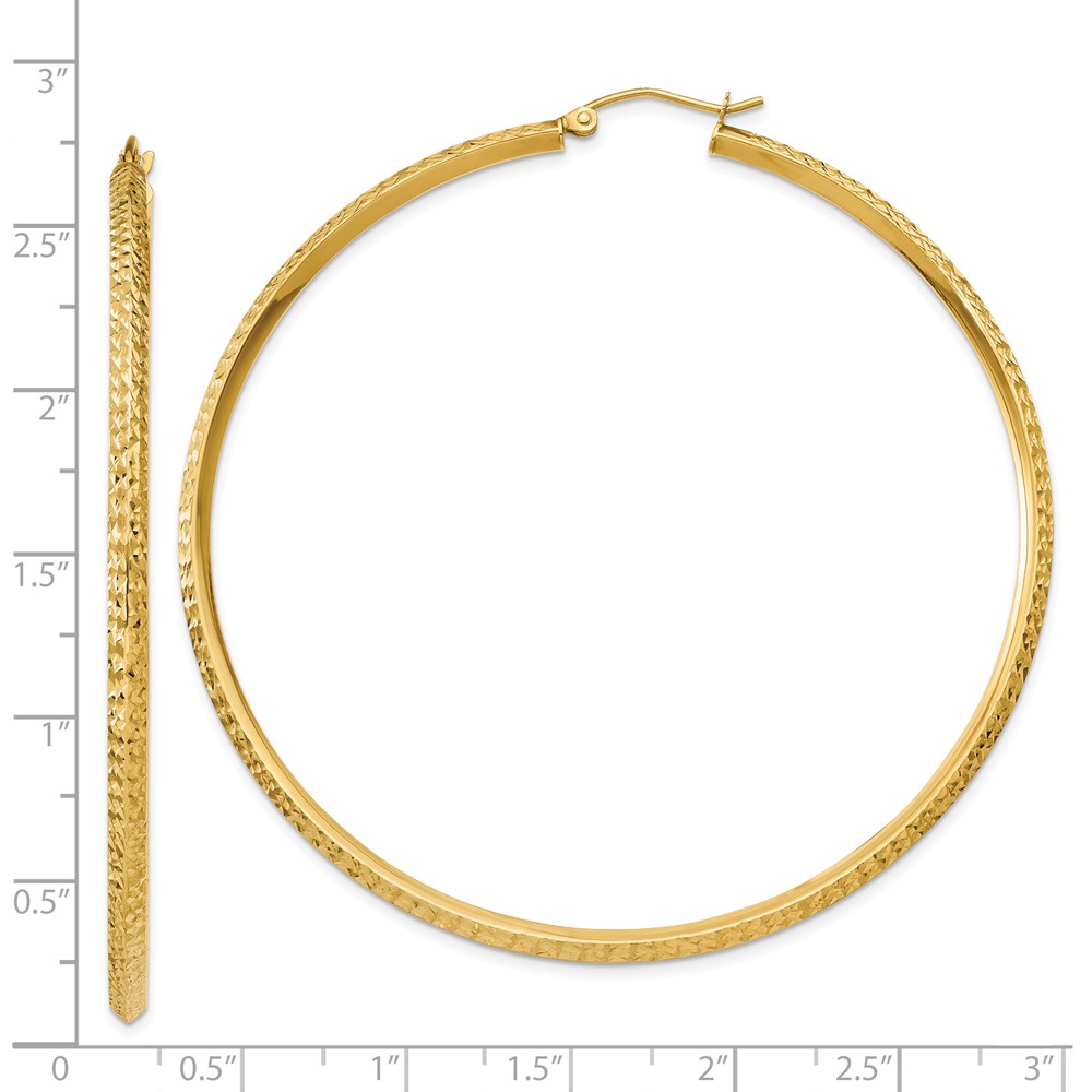 14K Knife Edge Diamond-cut Hollow Hoop Earrings (TC823)