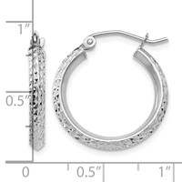 14K White Gold 2.5x 20mm Knife-Edge Diamond-cut Tube Hoop Earrings view 4