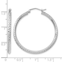 14K White Gold 2.5x 25mm Knife-Edge Diamond-cut Tube Hoop Earrings view 4