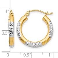 14K & Rhodium Diamond-cut 3x 20mm Hoop Earrings view 4