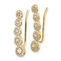 14K CZ Circles Polished Ear Climber Earrings view 2