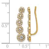 14K CZ Circles Polished Ear Climber Earrings view 4