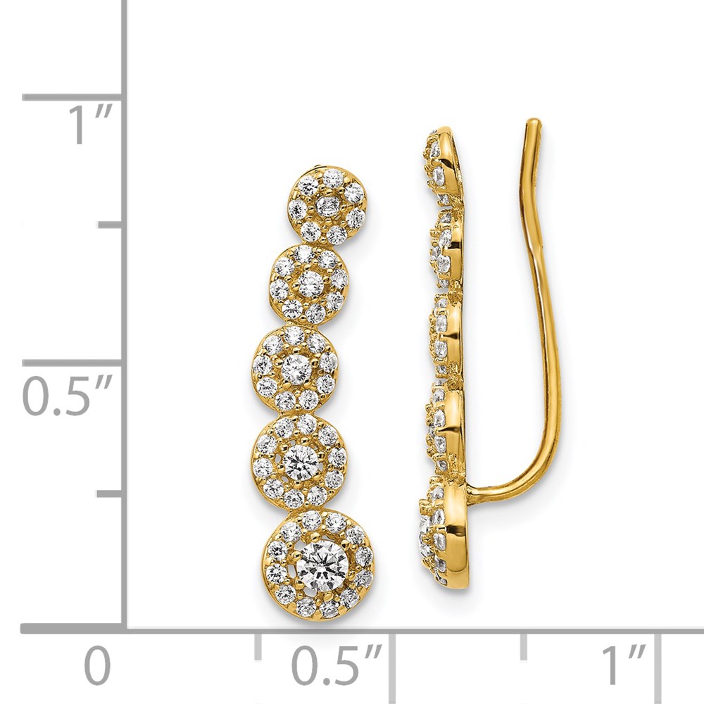 14k CZ Circles Polished Ear Climber Earrings | J.C.’s Jewelry & Repair