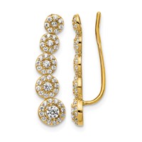 14K CZ Circles Polished Ear Climber Earrings view 1