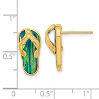 14K Polished with Lab Created Blue Opal Flip-Flop Post Earrings view 4