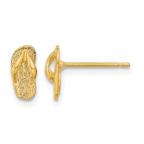 14K Yellow Gold Polished Flip-Flop Post Earrings