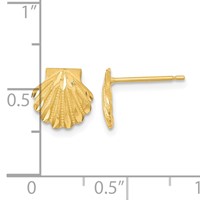 14K Yellow Gold Satin Diamond-cut Seashell Post Earrings view 4