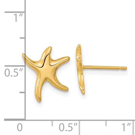 14k Polished Starfish Post Earrings