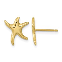 14K Yellow Gold Polished Starfish Post Earrings view 1