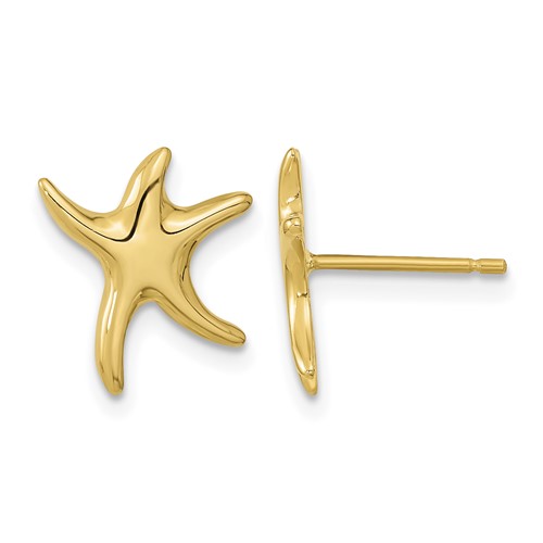 14K Yellow Gold Polished Starfish Post Earrings