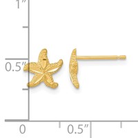 14K Yellow Gold Satin Diamond-cut Starfish Post Earrings view 4