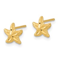 14K Yellow Gold Polished Diamond-cut Starfish Post Earrings view 2