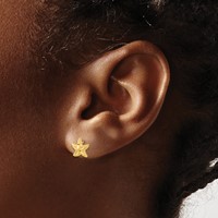 14K Yellow Gold Polished Diamond-cut Starfish Post Earrings view 3