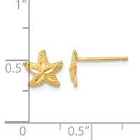 14K Yellow Gold Polished Diamond-cut Starfish Post Earrings view 4