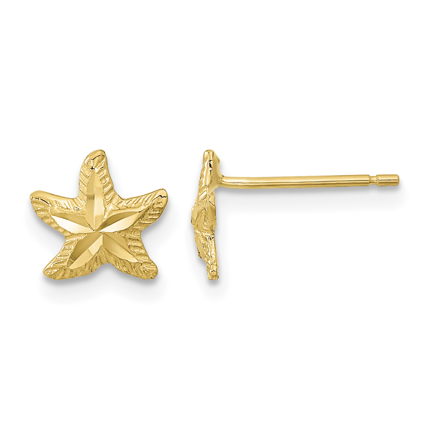 14k Polished Diamond-cut Starfish Post Earrings (TC993)