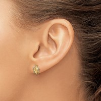 14K Yellow Gold Polished Diamond-cut Sea Turtle Post Earrings view 3