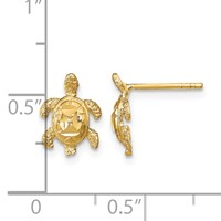 14K Yellow Gold Polished Diamond-cut Sea Turtle Post Earrings view 4