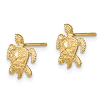 14K Polished Diamond-cut Sea Turtle Post Earrings view 2