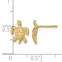 14K Polished Diamond-cut Sea Turtle Post Earrings view 4