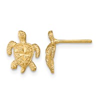 14K Polished Diamond-cut Sea Turtle Post Earrings view 1