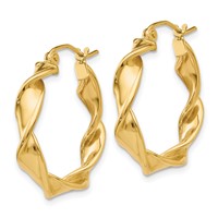 14K 4.00mm Yellow Gold Twisted Hoop Earrings view 2