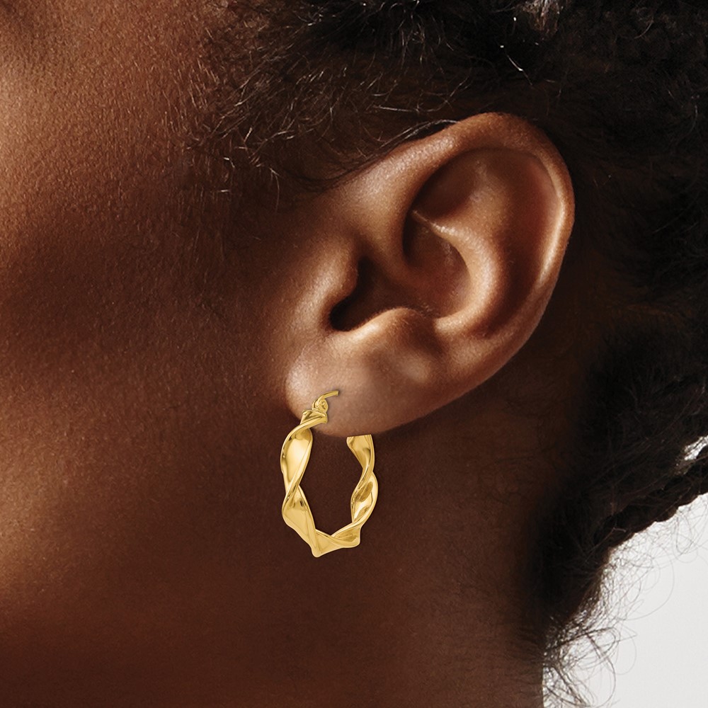 14k 4.00mm Twisted Hoop Earrings (TE216)