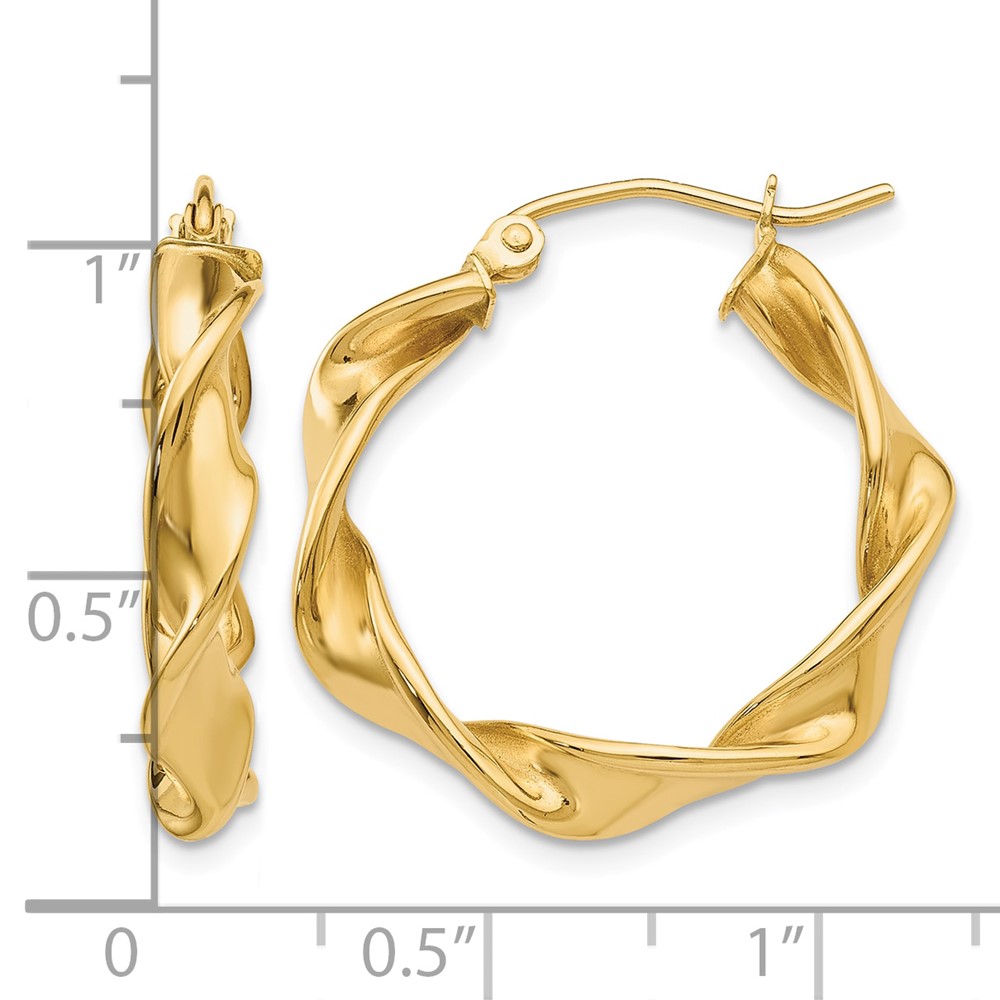 14k 4.00mm Twisted Hoop Earrings (TE216)