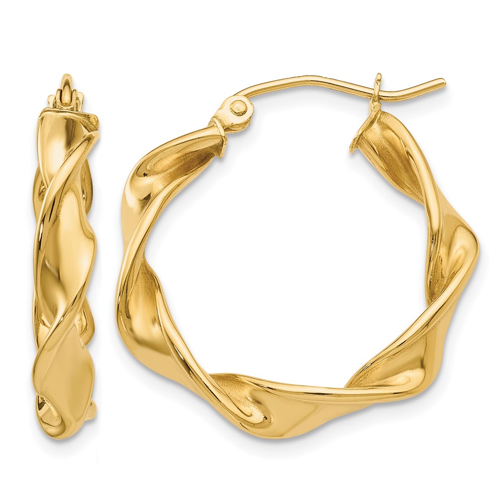 14k 4.00mm Twisted Hoop Earrings (TE216)